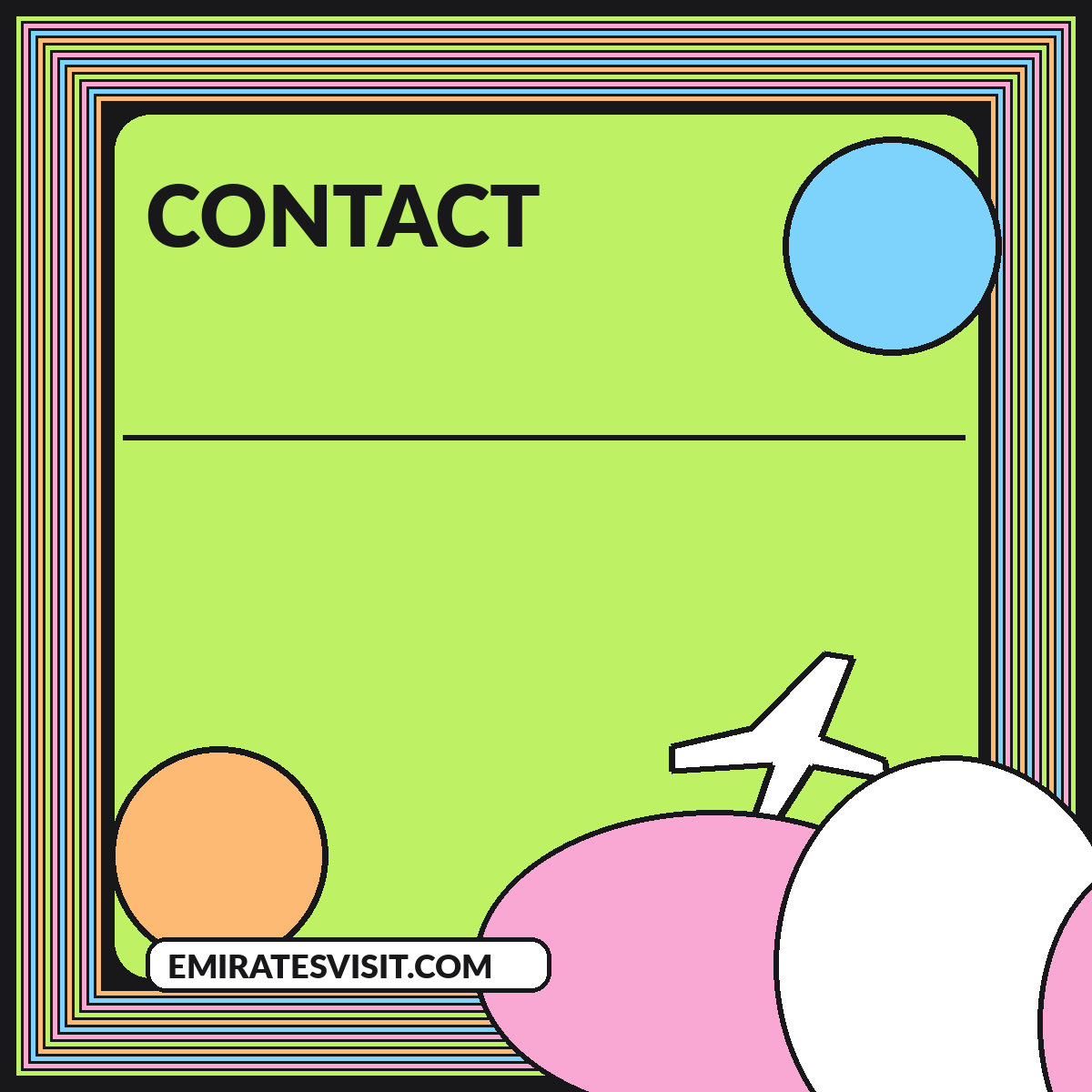 Illustrated guide card for Contact EmiratesVisit.com